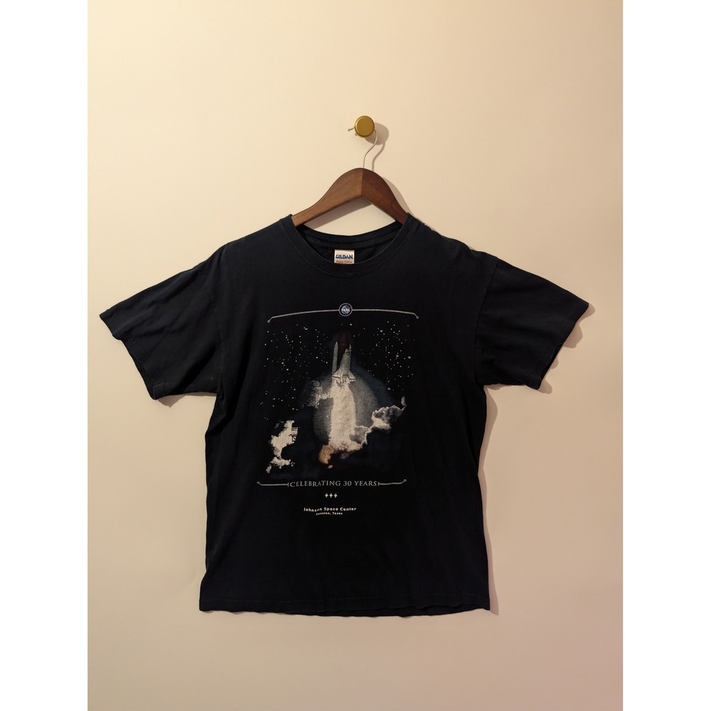 NASA Graphic T-Shirt Mens Medium Black Excellent Space Shuttle Launch Tee